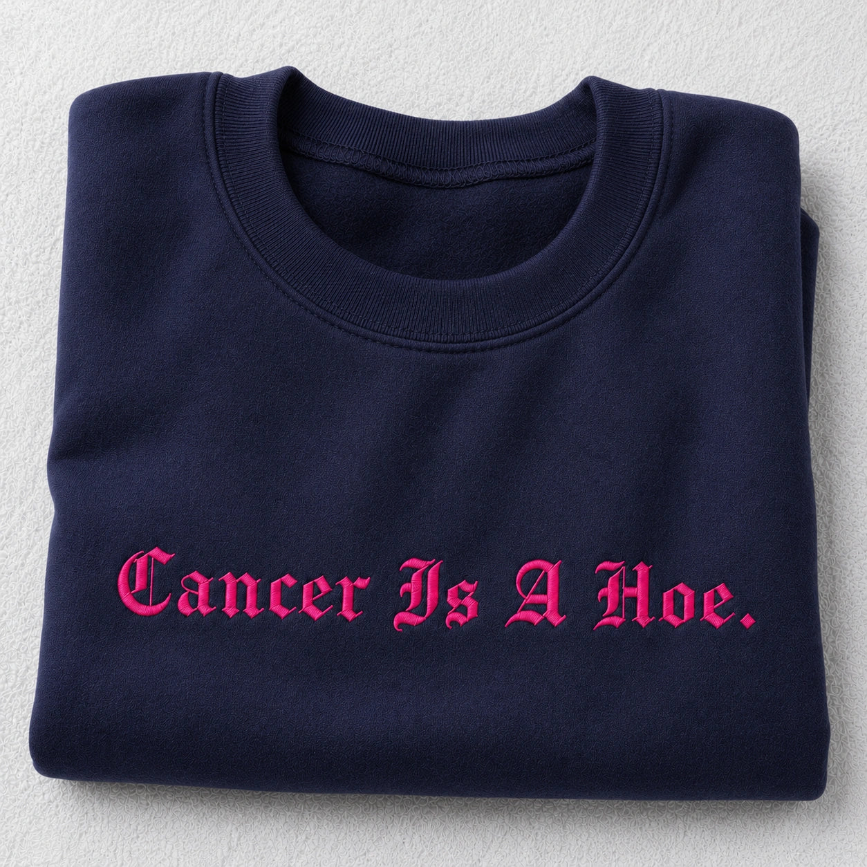 Personalized Sassy Pink Ribbon Quote Embroidered Unisex Crewneck Sweatshirt, Awareness Gift