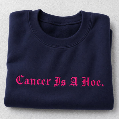 Personalized Sassy Pink Ribbon Quote Embroidered Unisex Crewneck Sweatshirt, Awareness Gift
