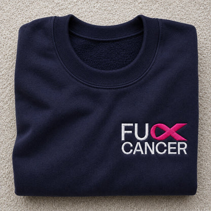 Personalized Bold Pink Ribbon Embroidered Unisex Crewneck Sweatshirt, Awareness Gift