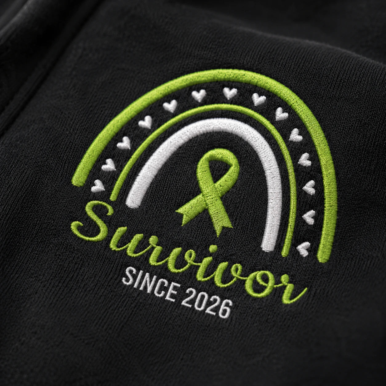 Personalized Lime Green Ribbon Inspired Name & Year Embroidered Unisex Quarter Zip Sweatshirt, Awareness Gift
