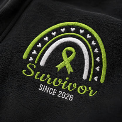 Personalized Lime Green Ribbon Inspired Name & Year Embroidered Unisex Quarter Zip Sweatshirt, Awareness Gift