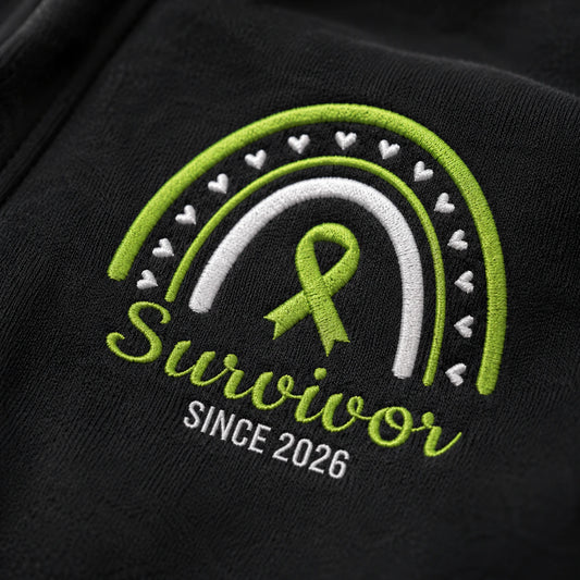 Personalized Lime Green Ribbon Inspired Name & Year Embroidered Unisex Quarter Zip Sweatshirt, Awareness Gift