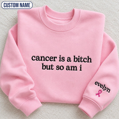 Personalized So Am I Embroidered Unisex Crewneck Sweatshirt, Pink Ribbon Awareness Gift