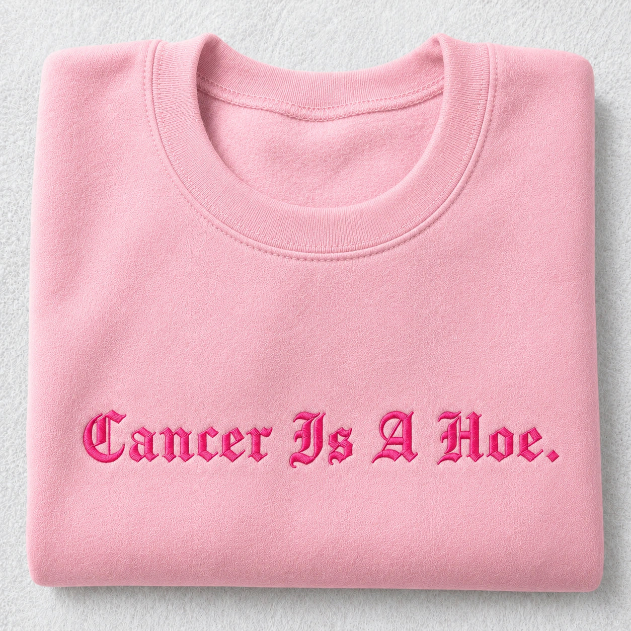 Personalized Sassy Pink Ribbon Quote Embroidered Unisex Crewneck Sweatshirt, Awareness Gift