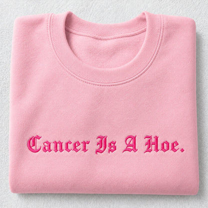 Personalized Sassy Pink Ribbon Quote Embroidered Unisex Crewneck Sweatshirt, Awareness Gift