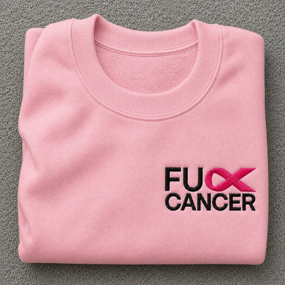 Personalized Bold Pink Ribbon Embroidered Unisex Crewneck Sweatshirt, Awareness Gift