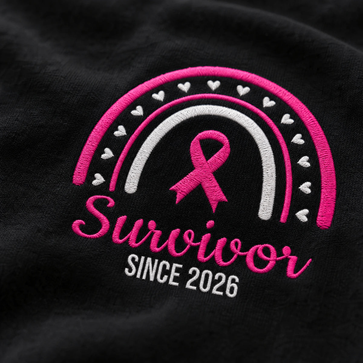 Personalized Pink Ribbon-Inspired Name & Year Embroidered Unisex T-shirt