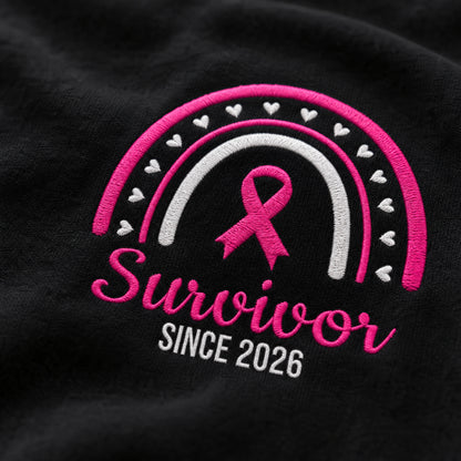 Personalized Pink Ribbon-Inspired Name & Year Embroidered Unisex T-shirt