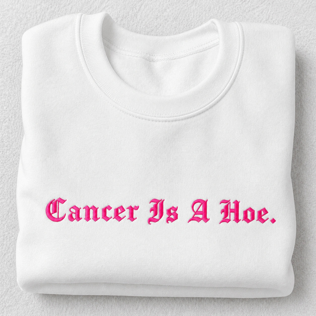 Personalized Sassy Pink Ribbon Quote Embroidered Unisex Crewneck Sweatshirt, Awareness Gift
