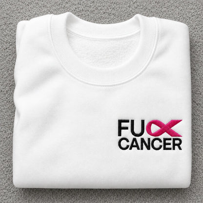 Personalized Bold Pink Ribbon Embroidered Unisex Crewneck Sweatshirt, Awareness Gift