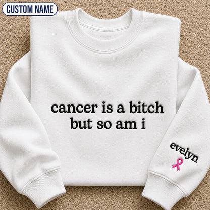 Personalized So Am I Embroidered Unisex Crewneck Sweatshirt, Pink Ribbon Awareness Gift