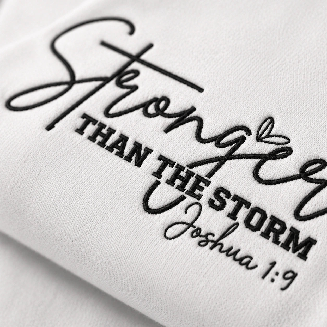 Stronger Than The Storm Embroidered Unisex Crewneck Sweatshirt, Pink Ribbon Awareness Gift