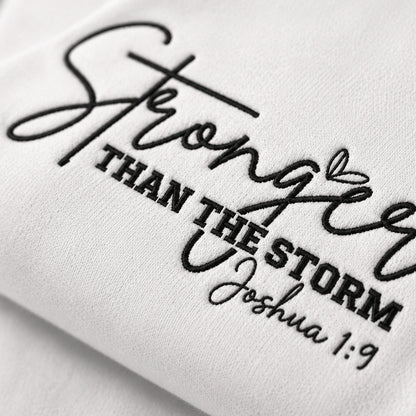 Stronger Than The Storm Embroidered Unisex Crewneck Sweatshirt, Pink Ribbon Awareness Gift