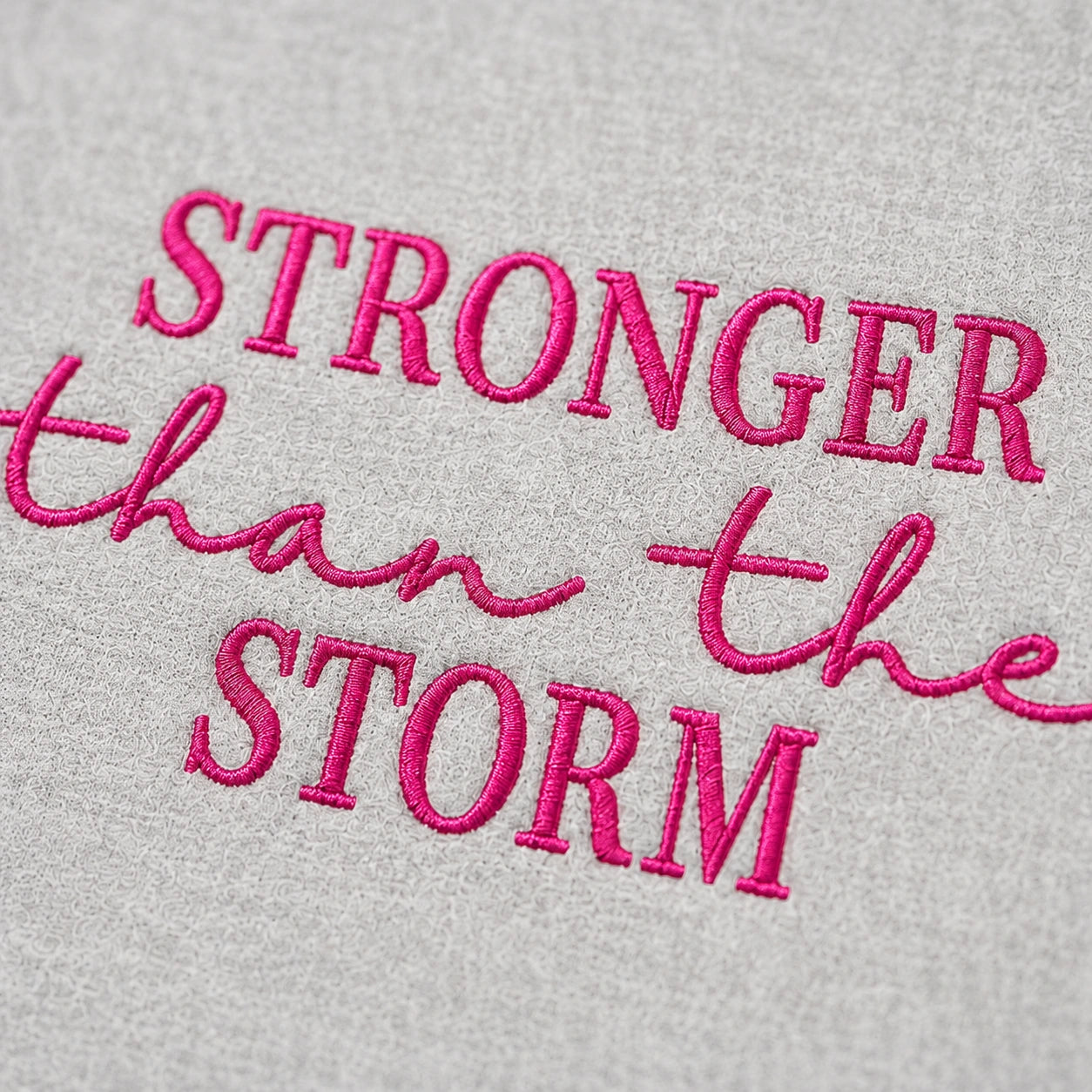 Personalized Stronger Than The Storm Embroidered Unisex Crewneck Sweatshirt, Pink Ribbon Awareness Gift
