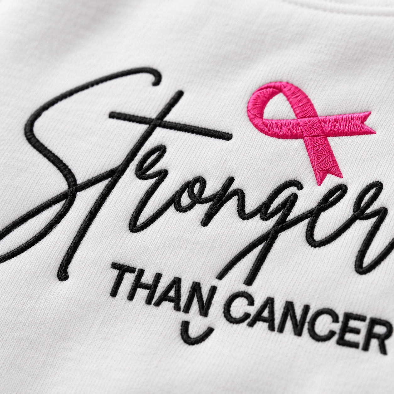 Personalized Stronger Pink Ribbon Embroidered Unisex Crewneck Sweatshirt, Awareness Gift