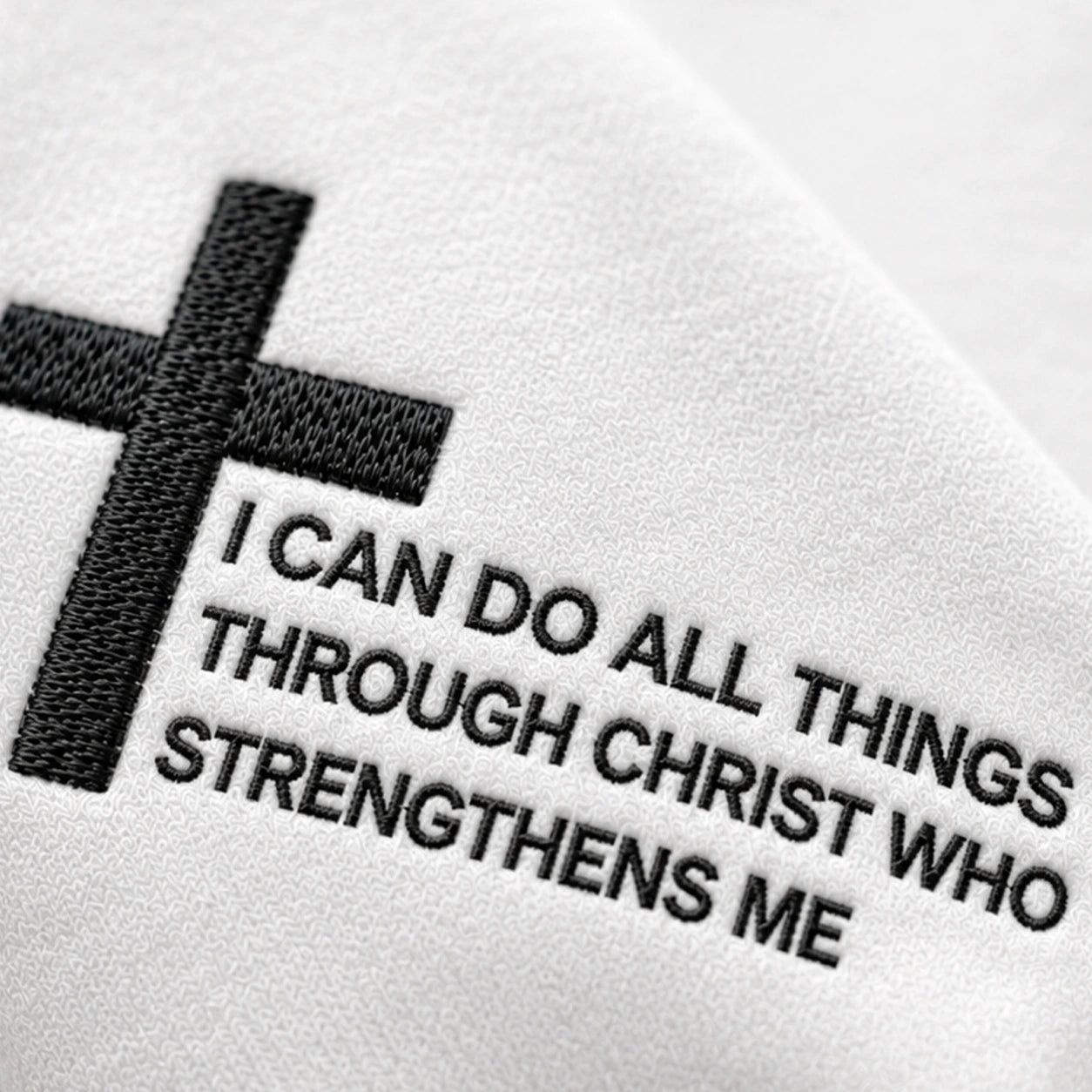 I Can Do All Things Through Christ Who Strengthens Me Embroidered Unisex Crewneck Sweatshirt, Pink Ribbon Awareness Gift