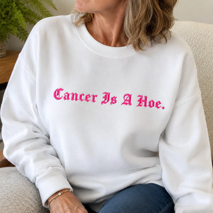 Personalized Sassy Pink Ribbon Quote Embroidered Unisex Crewneck Sweatshirt, Awareness Gift