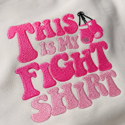 Personalized This Is My Fight Shirt Pink Ribbon Embroidered Unisex Crewneck Sweatshirt, Awareness Gift