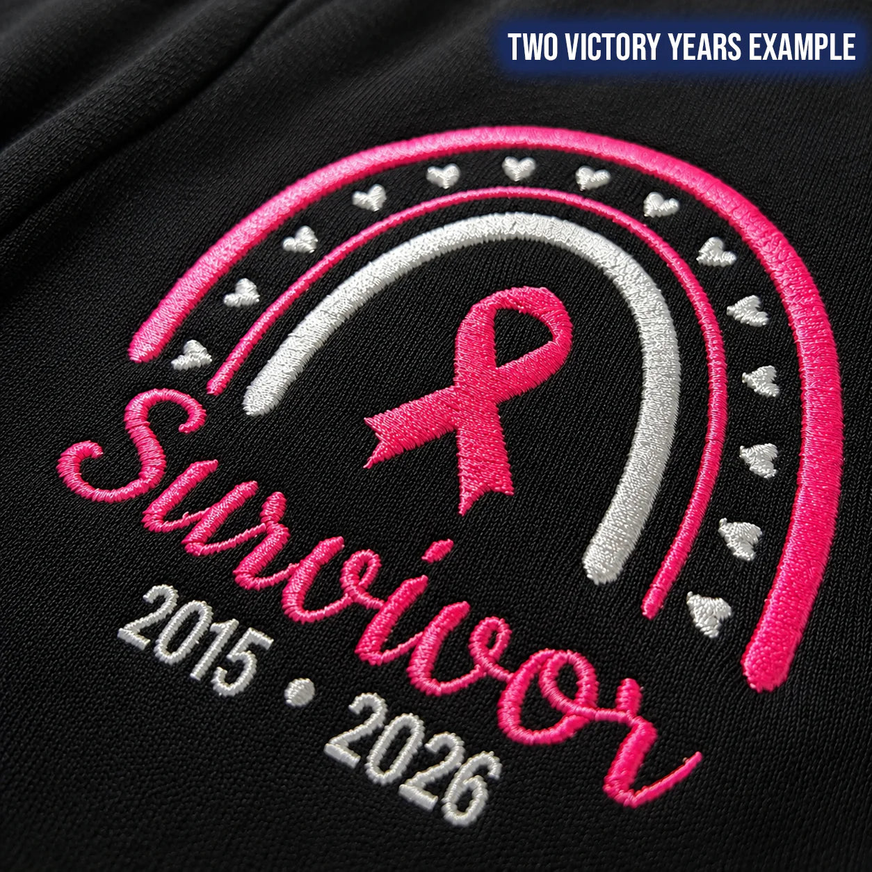 Personalized Pink Ribbon-Inspired Name & Year Embroidered Unisex Quarter Zip Sweatshirt, Awareness Gift