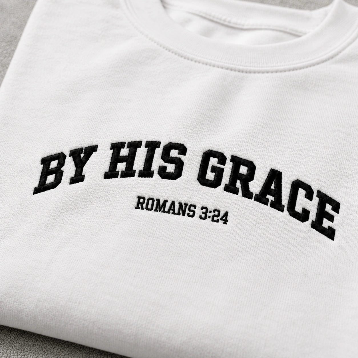 By His Grace Embroidered Unisex Crewneck Sweatshirt, Pink Ribbon Awareness Gift