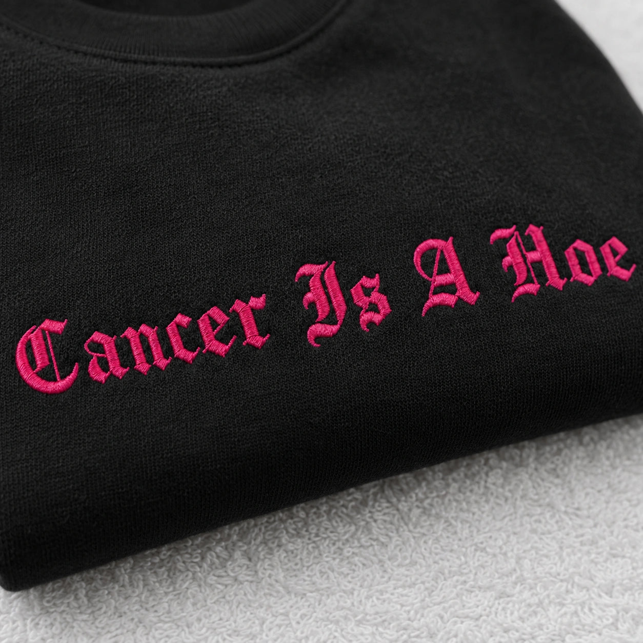 Personalized Sassy Pink Ribbon Quote Embroidered Unisex Crewneck Sweatshirt, Awareness Gift