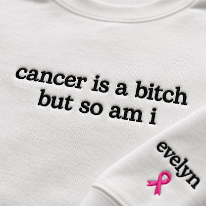 Personalized So Am I Embroidered Unisex Crewneck Sweatshirt, Pink Ribbon Awareness Gift