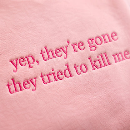 Personalized Yep They’re Gone Pink Ribbon Embroidered Unisex Crewneck Sweatshirt, Awareness Gift